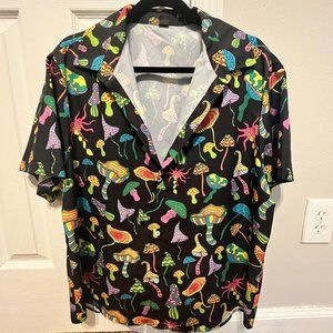 Funky Threads - Black Mushroom Shirt - Mushy Button Down
